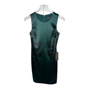 NWT THE LIMITED Green/Black Print Sleeveless Dress Size 0